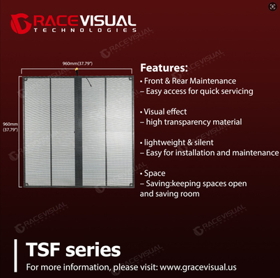 Transparente LED-Bildschirm der TSF-Serie für die Anzeige von hochauflösenden Inhalten