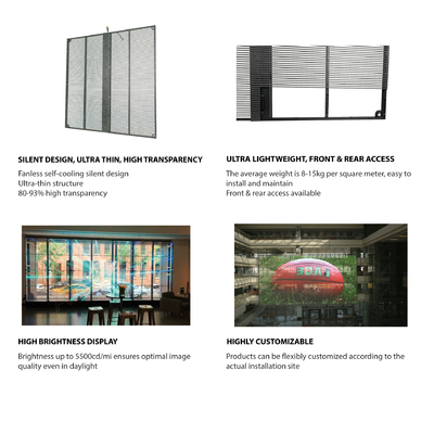 TSF-Serie, Transparent LED-Display für Innenräume, festes, ultradünnes Panel-Design, leichtes Gewicht