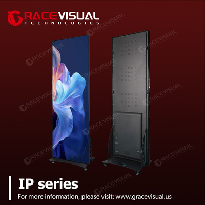Premium-P2.5 Indoor-LED-Poster ️ 640×1920mm Ultra-Dünnbildschirm mit 16-Bit-Farbe, 7680Hz-Erneuerung und Mobilstand für elegante digitale Beschilderung